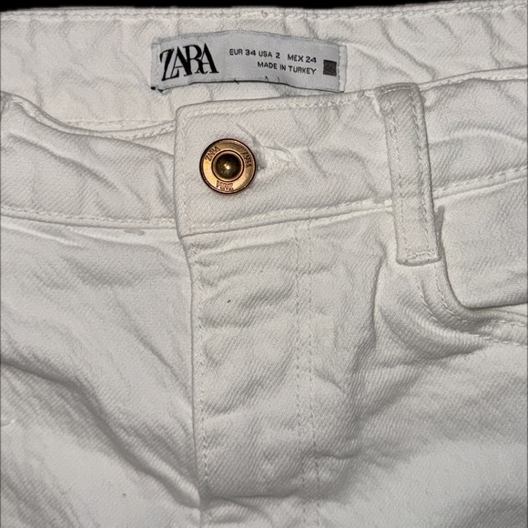 ZARA Women’s White High Rise Straight Leg Jeans Size 2 EUR 34 - Picture 3 of 3
